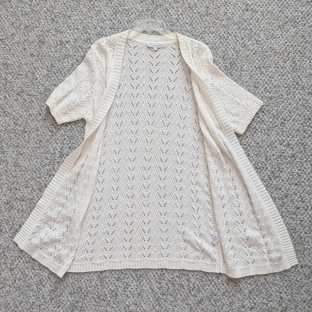Classic Editions Women's (Large) Knit Crochet Open Cardigan/Sweater w/Cut-Outs